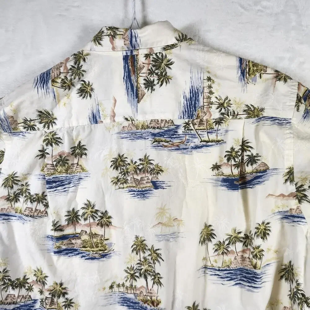 Campia Moda Hawaiian Shirt Size‎ Large Tropical Palm Cotton Casual